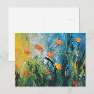Postal Campanillas – Pradera floral abstracta en movimien