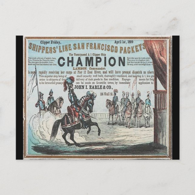 Postal Campeón Clipper Sailing (Anverso)