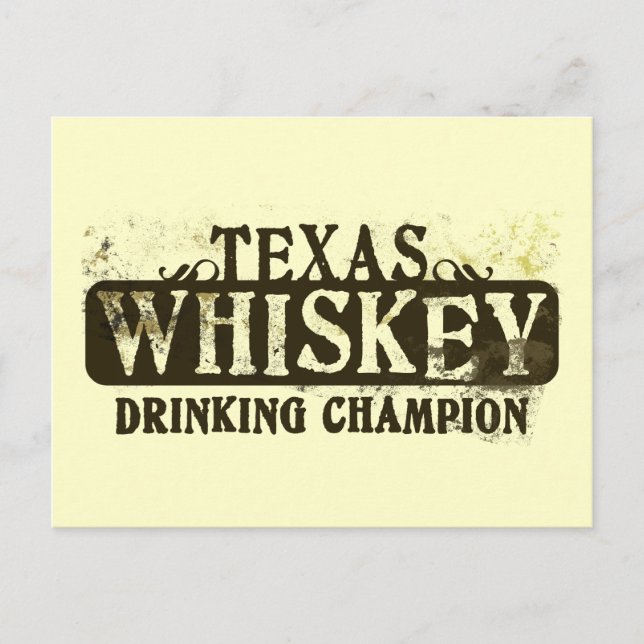 Postal Campeón de Bebida de Texas Whiskey (Anverso)