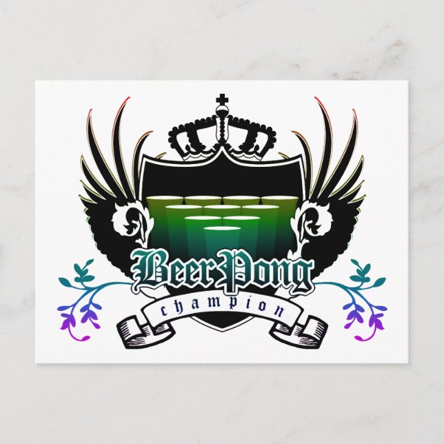 Postal campeón de beer pong royal crest (Anverso)
