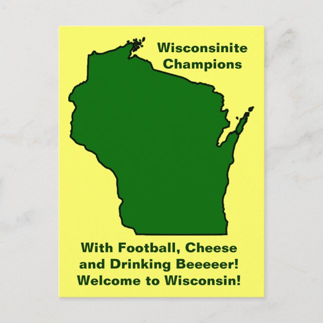 Postal Campeón de Wisconsin en fútbol, queso y cerveza (Anverso)