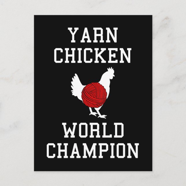 Postal Campeón del mundo del pollo en Yarn Gracioso Croch (Anverso)