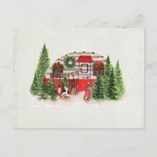 Postal Camper Remolque Navideño Tema Rústico