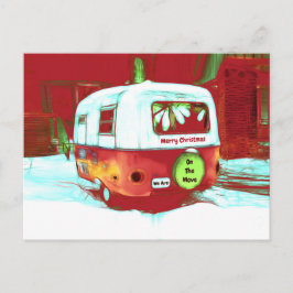 Postal Camper Retro Navidades Red Green Vintage en movimi