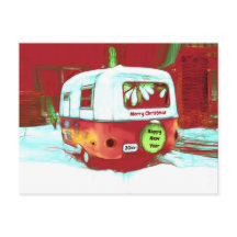 Camper Retro Navidades Rojo Vintage