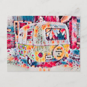 Postal Camper Retro Viaje Vintage Diversión en movimiento