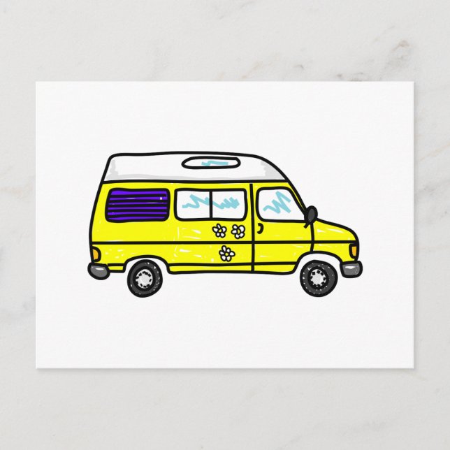 Postal Campervan amarillo (Anverso)