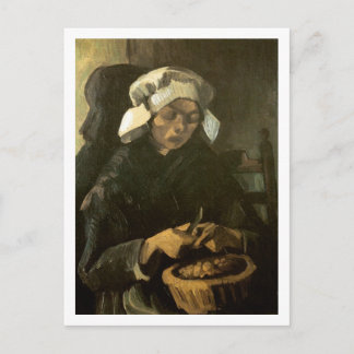 Postal Campesina pelando papas, Vincent van Gogh