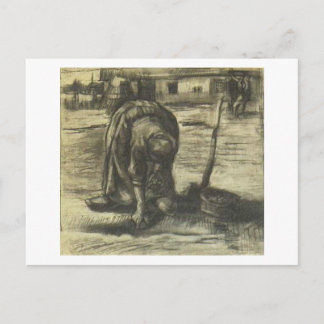 Postal Campesina plantando papas, Vincent van Gogh