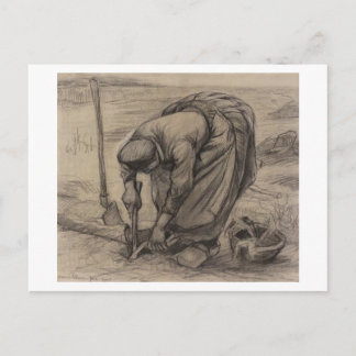Postal Campesina plantando remolacha, Vincent van Gogh