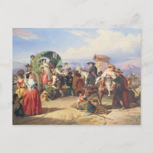 Postal Campesinos de la Campagna, 1860 (aceite sobre lien