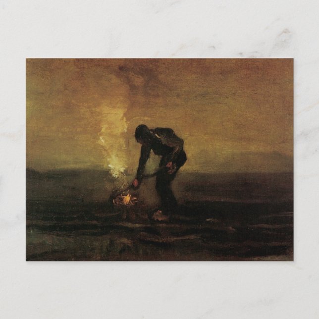 Postal Campesinos quemando malezas, Vincent van Gogh (Anverso)