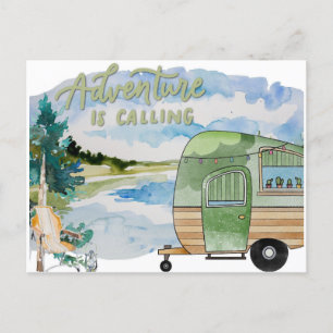 Postal Camping Adventure Watercolor Travel