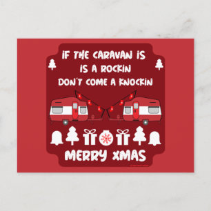 Postal Camping de caravanas felices Navidades