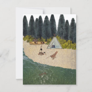 Postal Camping de carpas a orillas del río