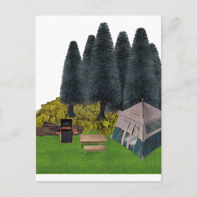 Postal Camping de carpas en el bosque (Anverso)