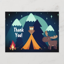 Postal Camping, Tienda, Woodland Animals Mountain Gracias