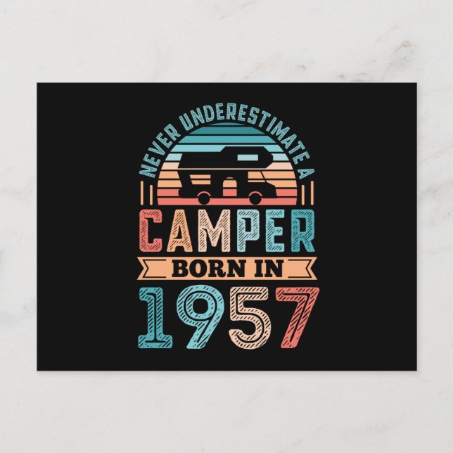 Postal Campista nacido en 1957 Regalo de cumpleaños 70 RV (Anverso)