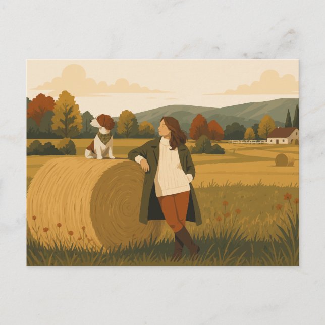 Postal Campo Antiguo con Brittany Spaniel (Anverso)