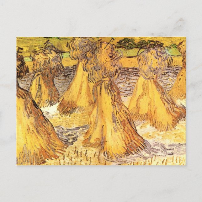 Postal Campo con pilas de trigo, Vincent van Gogh (Anverso)