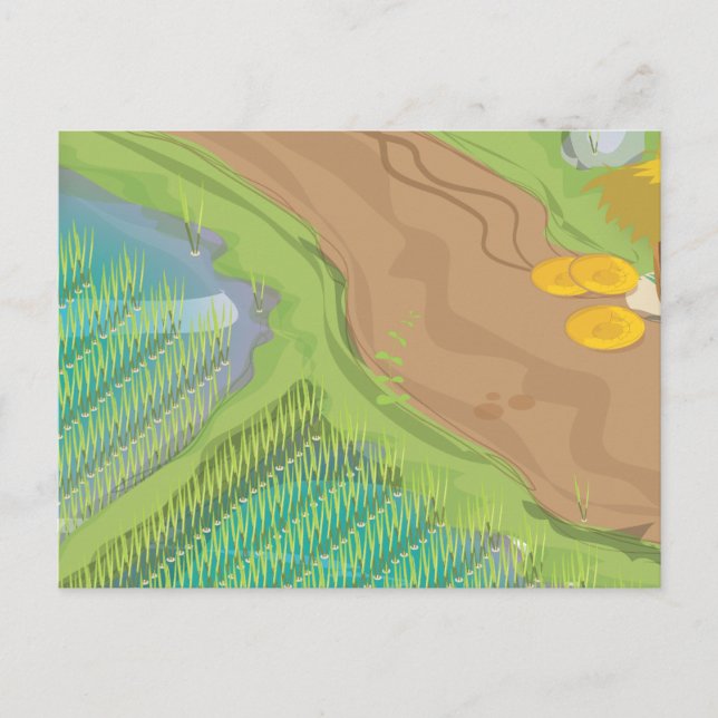 Postal Campo de arroz (Anverso)