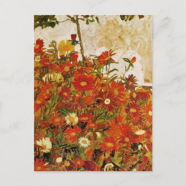 Postal Campo de Flores por Egon Schiele (Anverso)
