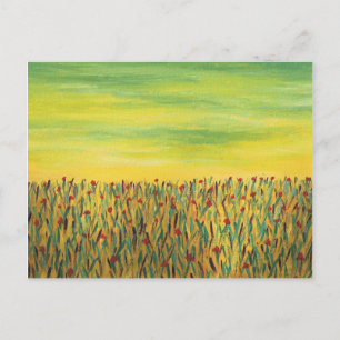 Postal Campo de flores rojas