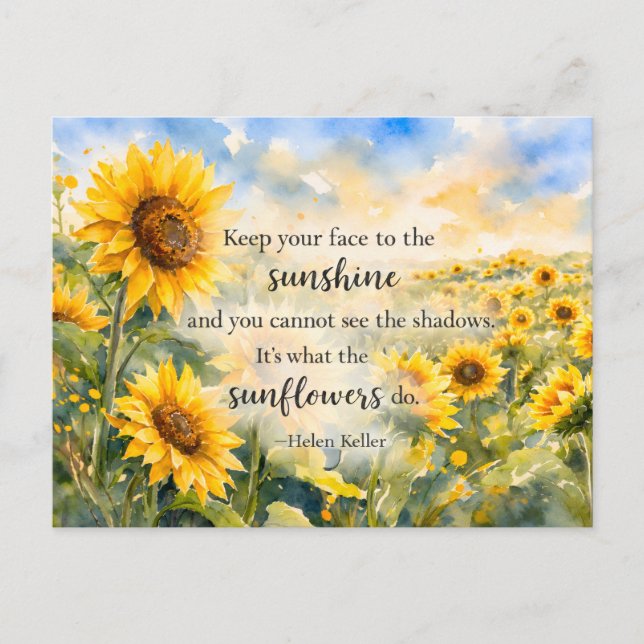 Postal Campo de Girasoles – Girasol Acuarela (Anverso)