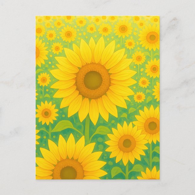 Postal Campo de Girasoles Vibrante Patrón (Anverso)
