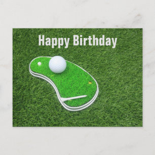 Postal Campo de golf con fondo de hierba verde