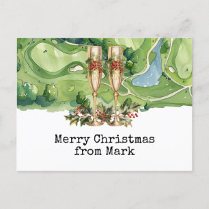 Postal Campo de golf con Navidades Bebida para golfista P