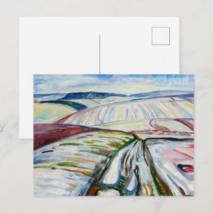 Postal Campo de invierno expresionista de Munch nieve art