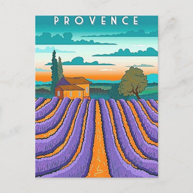 Postal Campo de lavanda Provenza Francia (Anverso)
