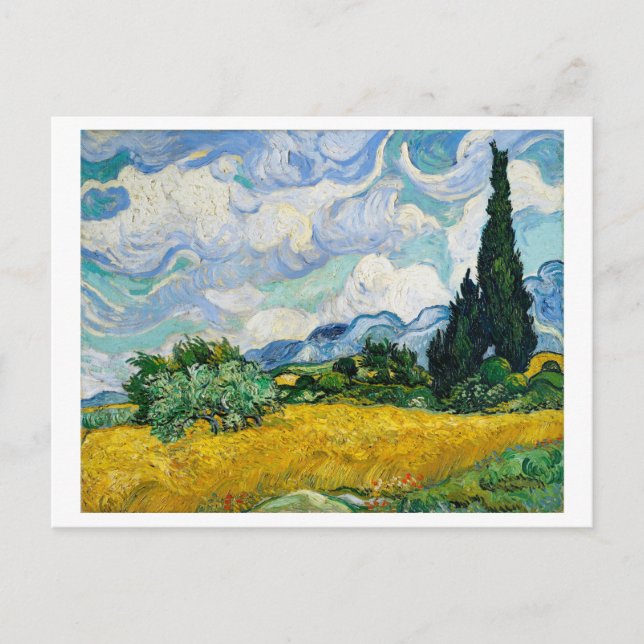 POSTAL "CAMPO DE TRIGO CON CIPRESAS" 1889 DE VAN GOGH (Anverso)