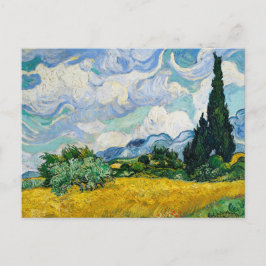 Postal Campo de trigo con cipreses 1889, Vincent Van Gogh