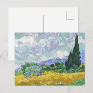 Postal Campo de trigo con cipreses de Van Gogh Arte