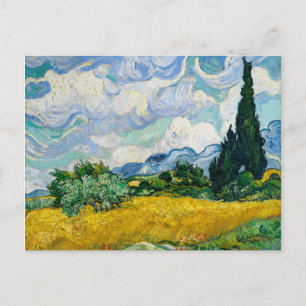 Postal Campo de trigo con cipreses de Vincent Van Gogh