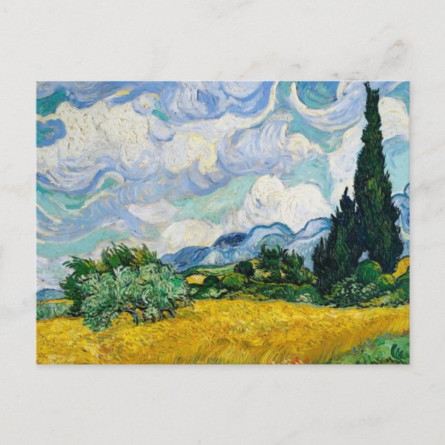 Postal Campo de trigo con cipreses Vincent van Gogh (Anverso)