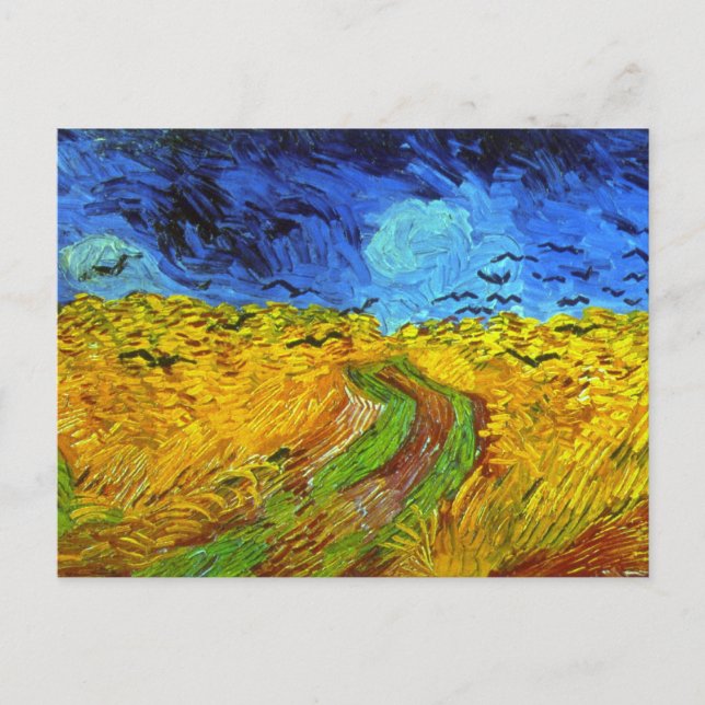 Postal Campo de trigo con Crows Van Gogh Bella Artes (Anverso)