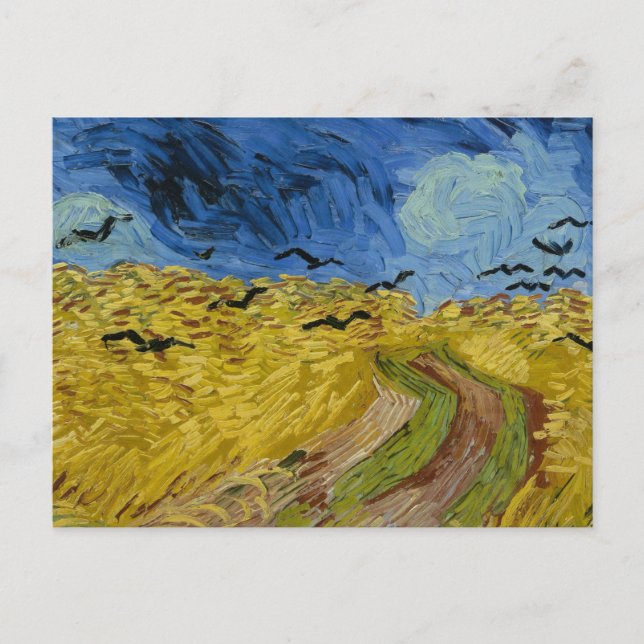 Postal Campo de trigo con cuervos de Vincent Van Gogh (Anverso)