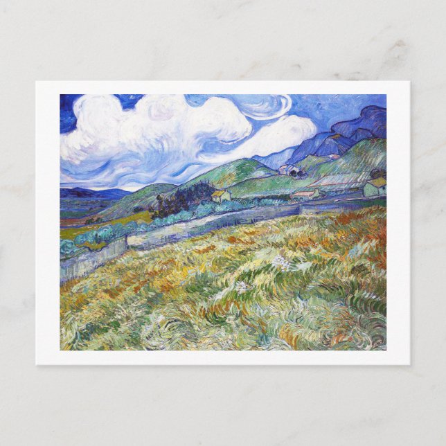 Postal Campo de trigo con montañas en el fondo (Anverso)