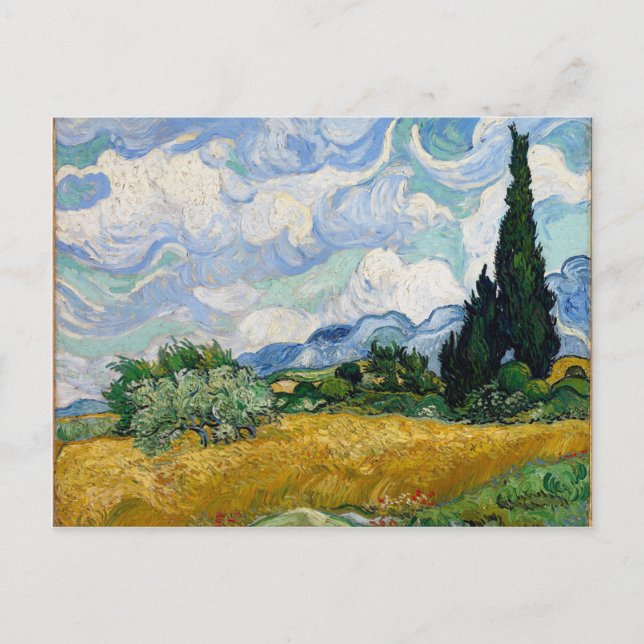 Postal Campo de trigo de Vincent van Gogh con arte de los (Anverso)