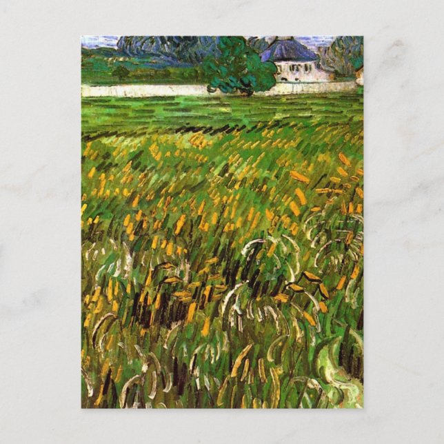 Postal Campo de trigo en Auvers por Vincent van Gogh (Anverso)