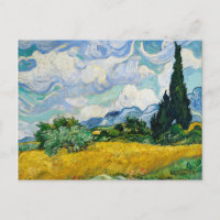 Campo de trigo Van Gogh con cipreses. Impresionism