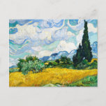 Postal Campo de trigo Vincent Van Gogh con cipreses<br><div class="desc">Campo de trigo Vincent Van Gogh con postal Bella Artes de cosecha de cipreses</div>