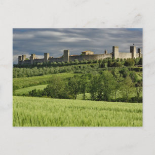Postal Campo de trigo y Monteriggioni distante, en el