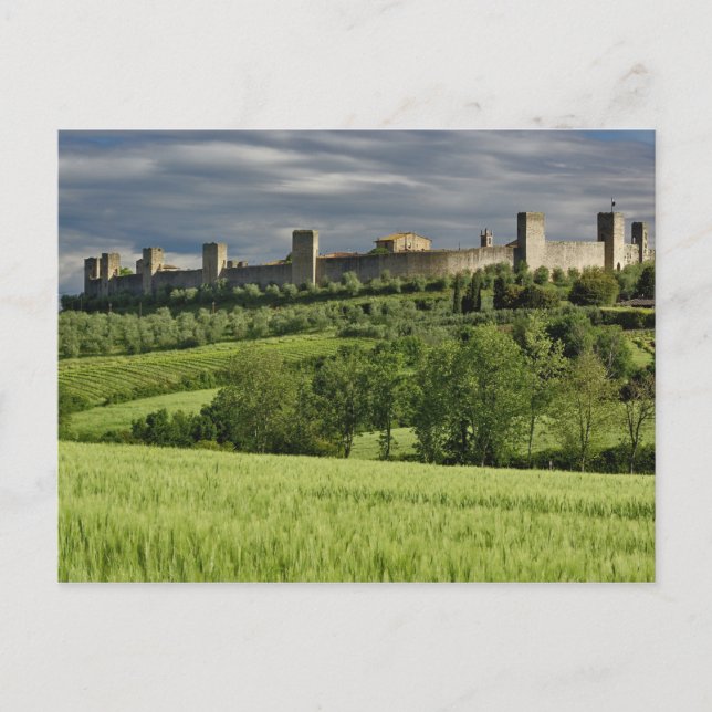 Postal Campo de trigo y Monteriggioni distante, en el (Anverso)