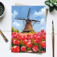 Campo de Tulipanes con Molino de Viento Holandés P