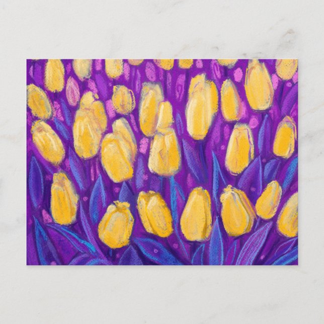 Postal Campo de Tulipanes, Flores Primaverales Florales A (Anverso)