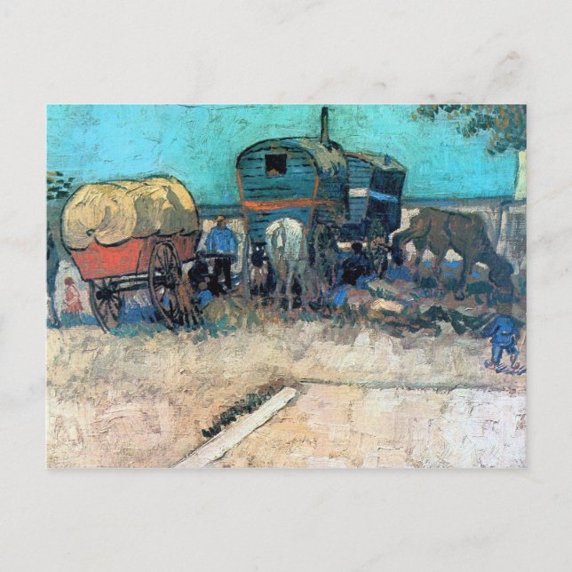 Postal Campo gitano con carro de caballos - Vincent van G (Anverso)